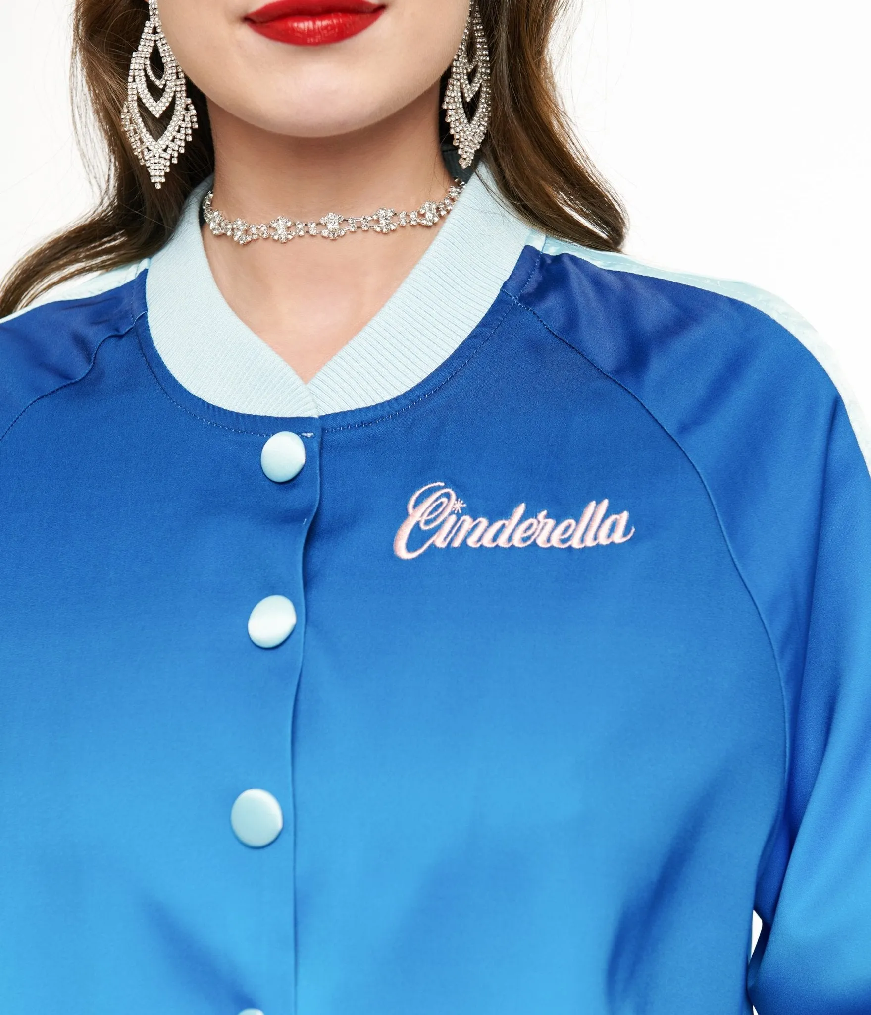 Disney Princess collection by Unique Vintage Cinderella Blue Ombre Long Sleeve Bomber Jacket sold by Unique Vintage product image thumbnail 2