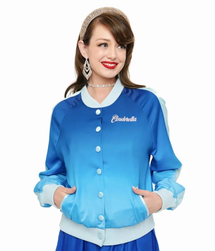 Disney Princess collection by Unique Vintage Cinderella Blue Ombre Long Sleeve Bomber Jacket made by Unique Vintage