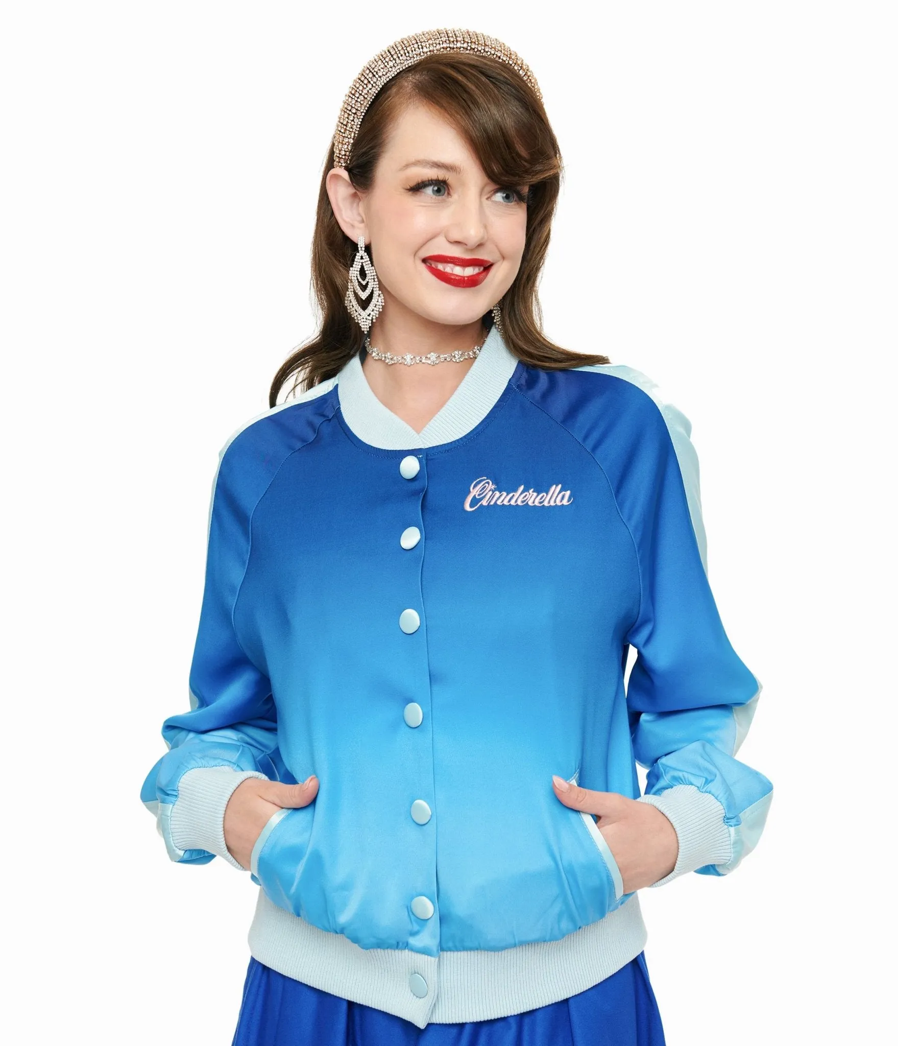 Disney Princess collection by Unique Vintage Cinderella Blue Ombre Long Sleeve Bomber Jacket sold by Unique Vintage