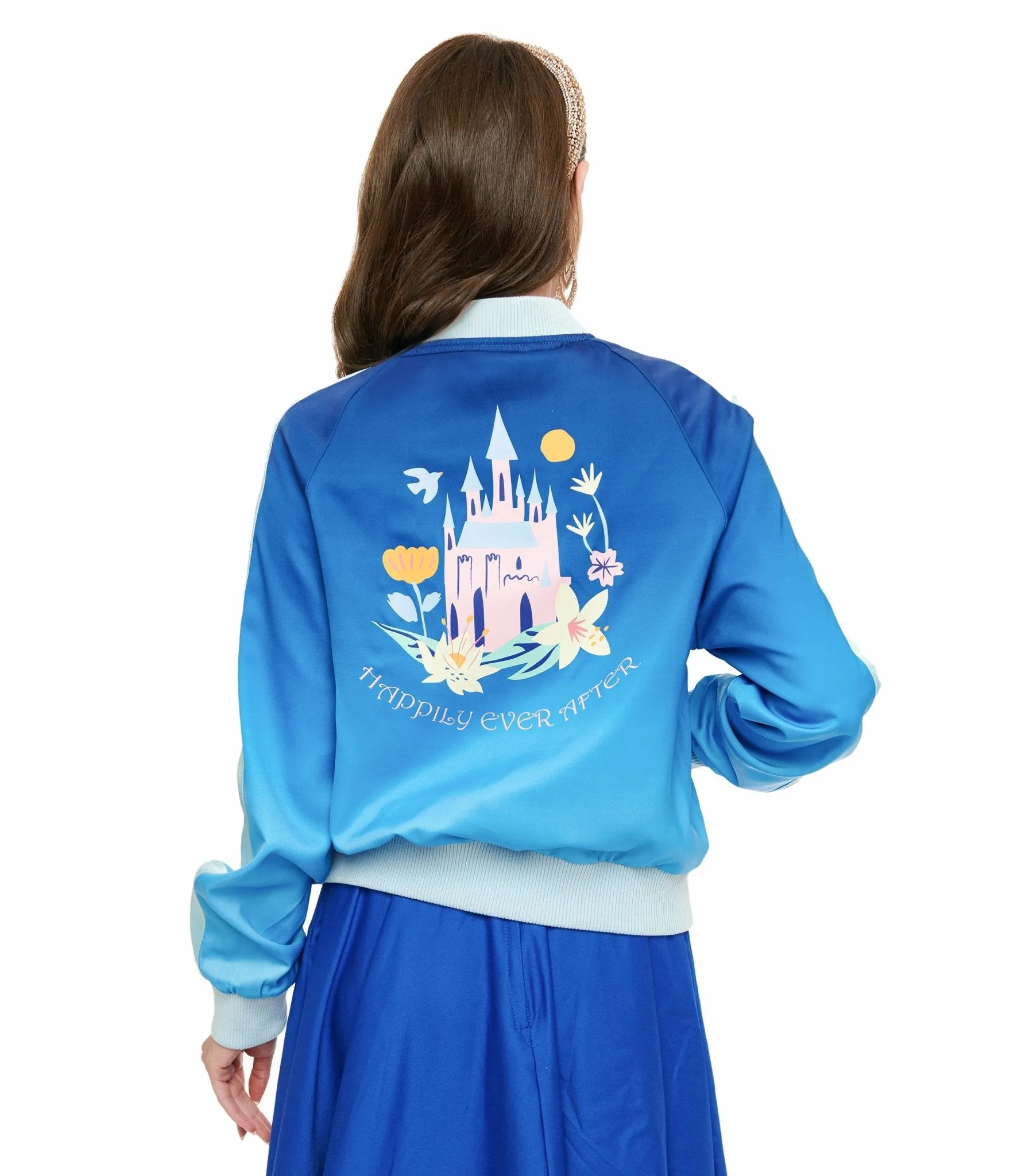 Disney Princess collection by Unique Vintage Cinderella Blue Ombre Long Sleeve Bomber Jacket sold by Unique Vintage product image thumbnail 3