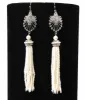 1920s Silver & White Beaded Deco Tassel Dangle Earrings sold by Unique Vintage