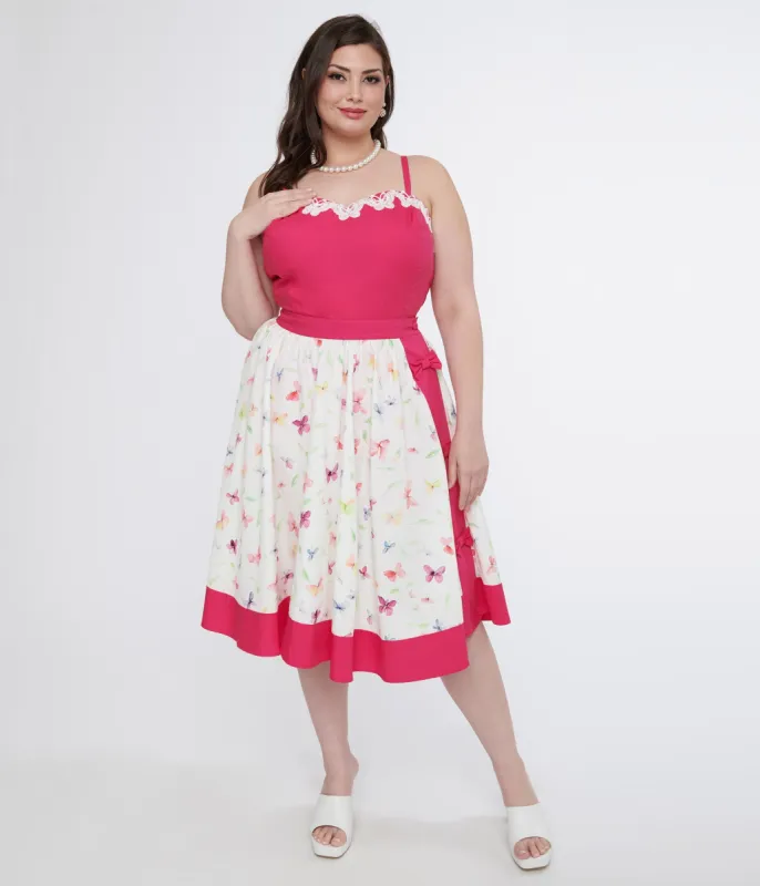 Unique Vintage Plus Size 1950s Hot Pink & White Butterfly Ossining Romper sold by Unique Vintage