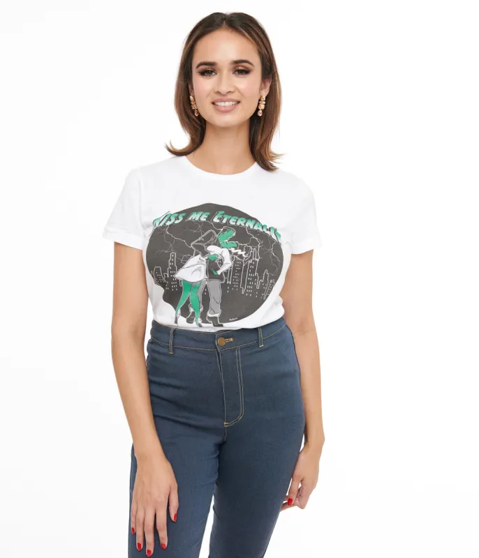 1950s White Kiss Me Eternally Fitted Graphic Tee sold by Unique Vintage