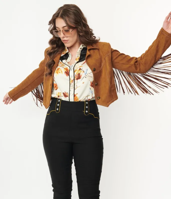 Unique Vintage 1970s Brown Suede Fringe Cattle Call Jacket sold by Unique Vintage