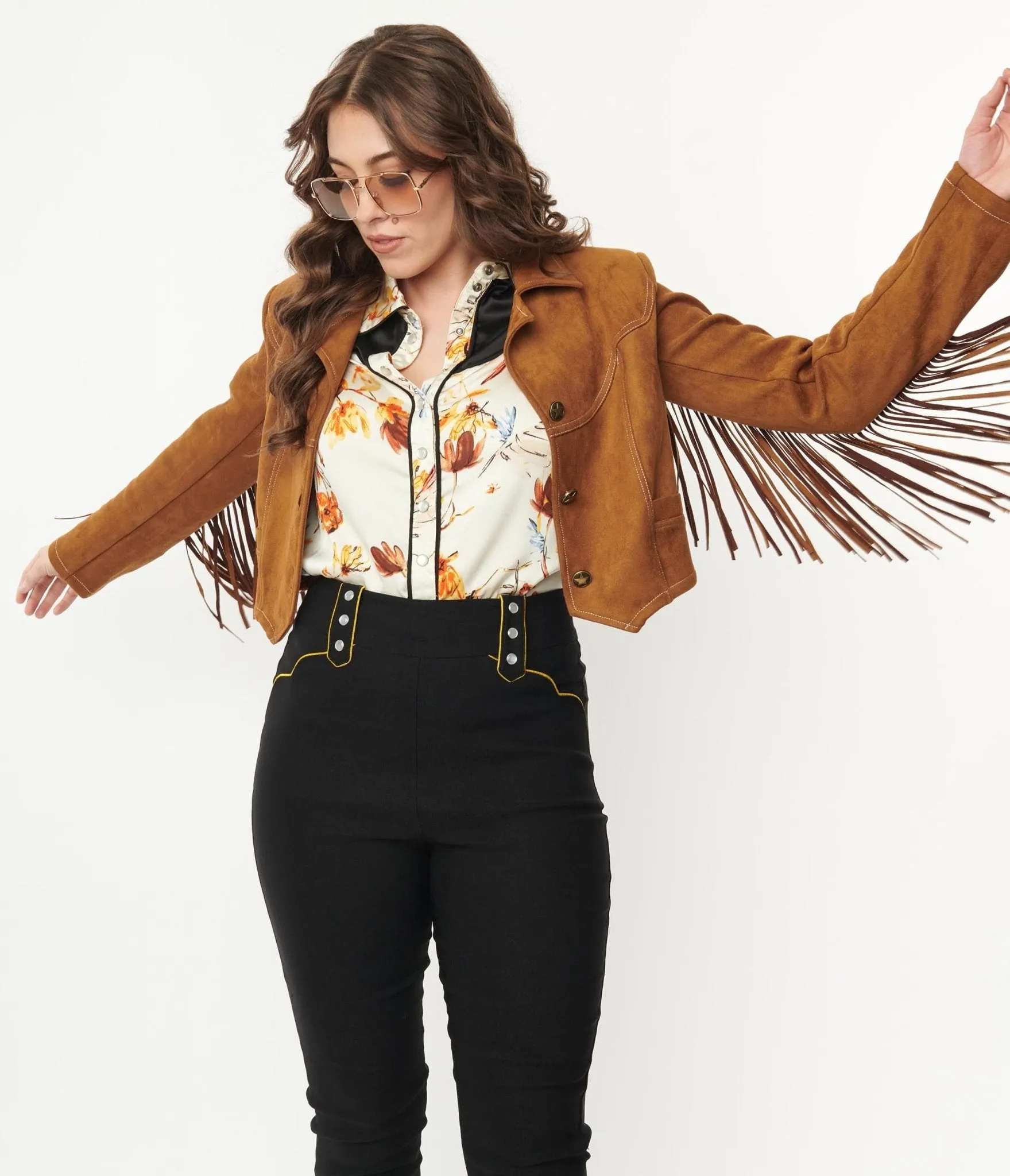 Unique Vintage 1970s Brown Suede Fringe Cattle Call Jacket sold by Unique Vintage