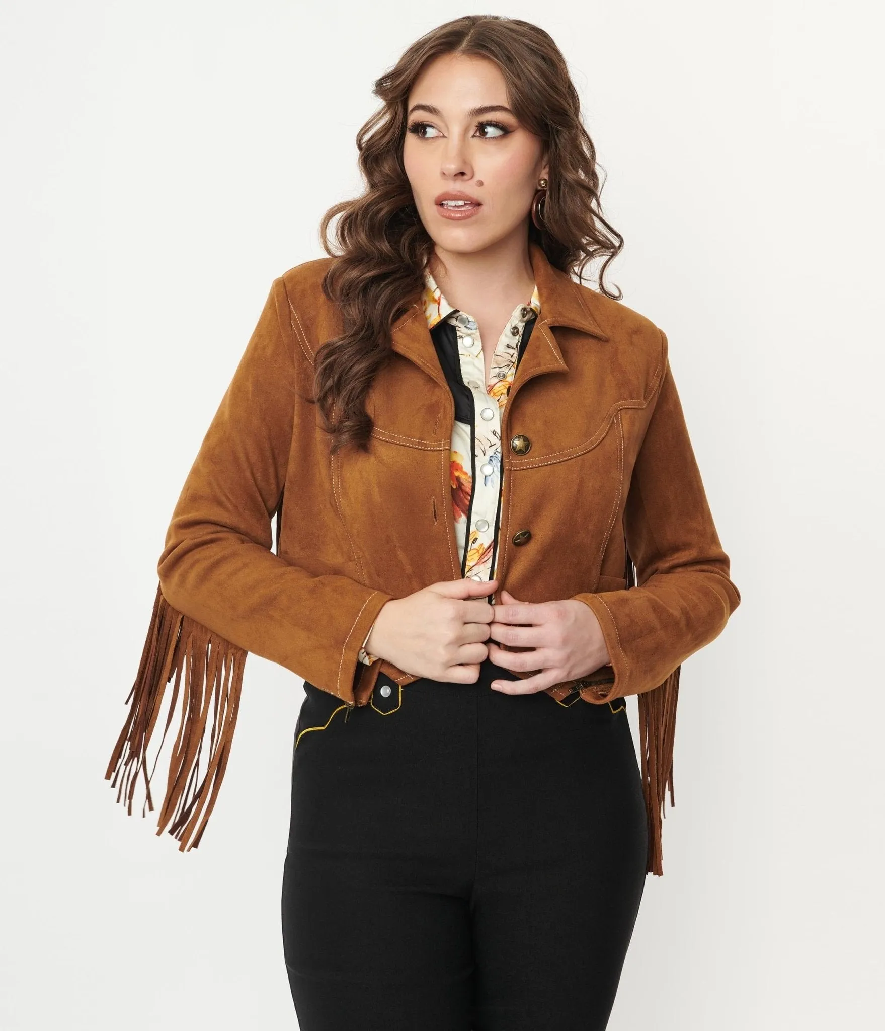 Unique Vintage 1970s Brown Suede Fringe Cattle Call Jacket sold by Unique Vintage product image thumbnail 3