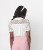 White Polka Dot Mesh Button Down Top sold by Unique Vintage