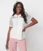 White Polka Dot Mesh Button Down Top sold by Unique Vintage