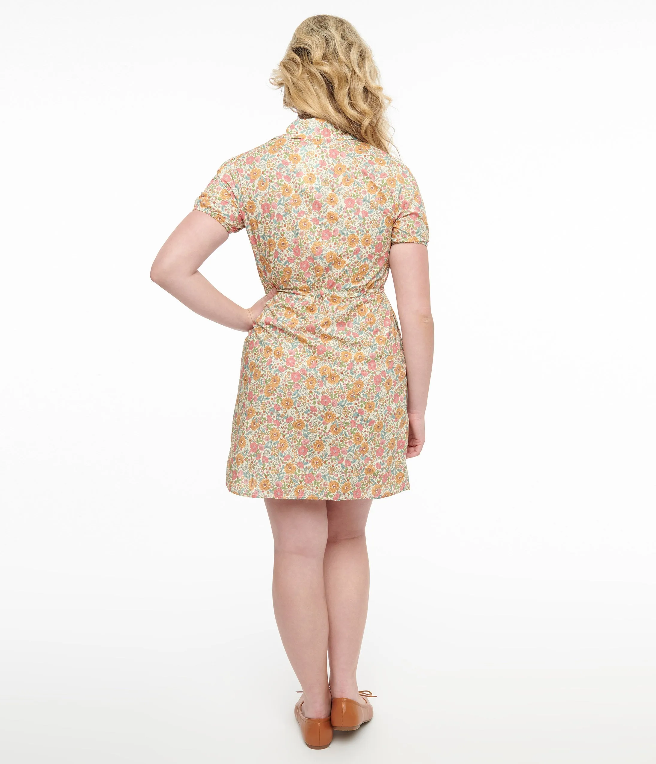 Yellow Floral Cotton Shirt Dress sold by Unique Vintage product image thumbnail 3