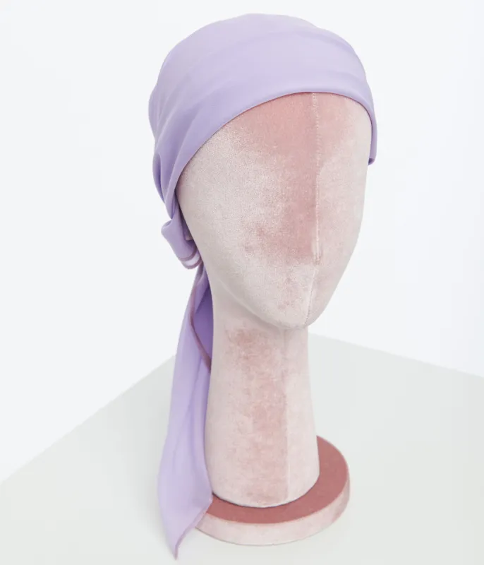 1950s Lavender Chiffon Hair Scarf sold by Unique Vintage