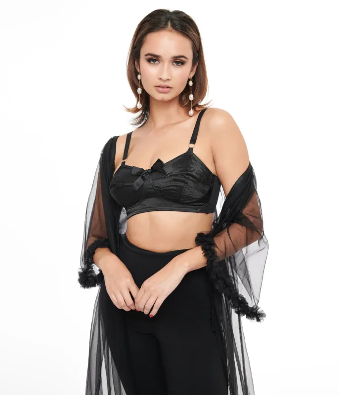 Bettie Page Black Spiral Stitch Bullet Bra sold by Unique Vintage