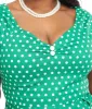 Dolly & Dotty 1950s Green & White Polka Dot Off The Shoulder Lily Swing Dress sold by Unique Vintage