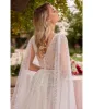 Cinderella Divine  White & Silver Sequin Stripe A-Line Bridal Gown sold by Unique Vintage
