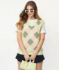 Mauve & Green Fuzzy Argyle Pattern Sweater Vest sold by Unique Vintage