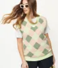 Mauve & Green Fuzzy Argyle Pattern Sweater Vest sold by Unique Vintage