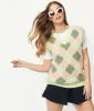 Mauve & Green Fuzzy Argyle Pattern Sweater Vest sold by Unique Vintage