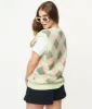 Mauve & Green Fuzzy Argyle Pattern Sweater Vest sold by Unique Vintage