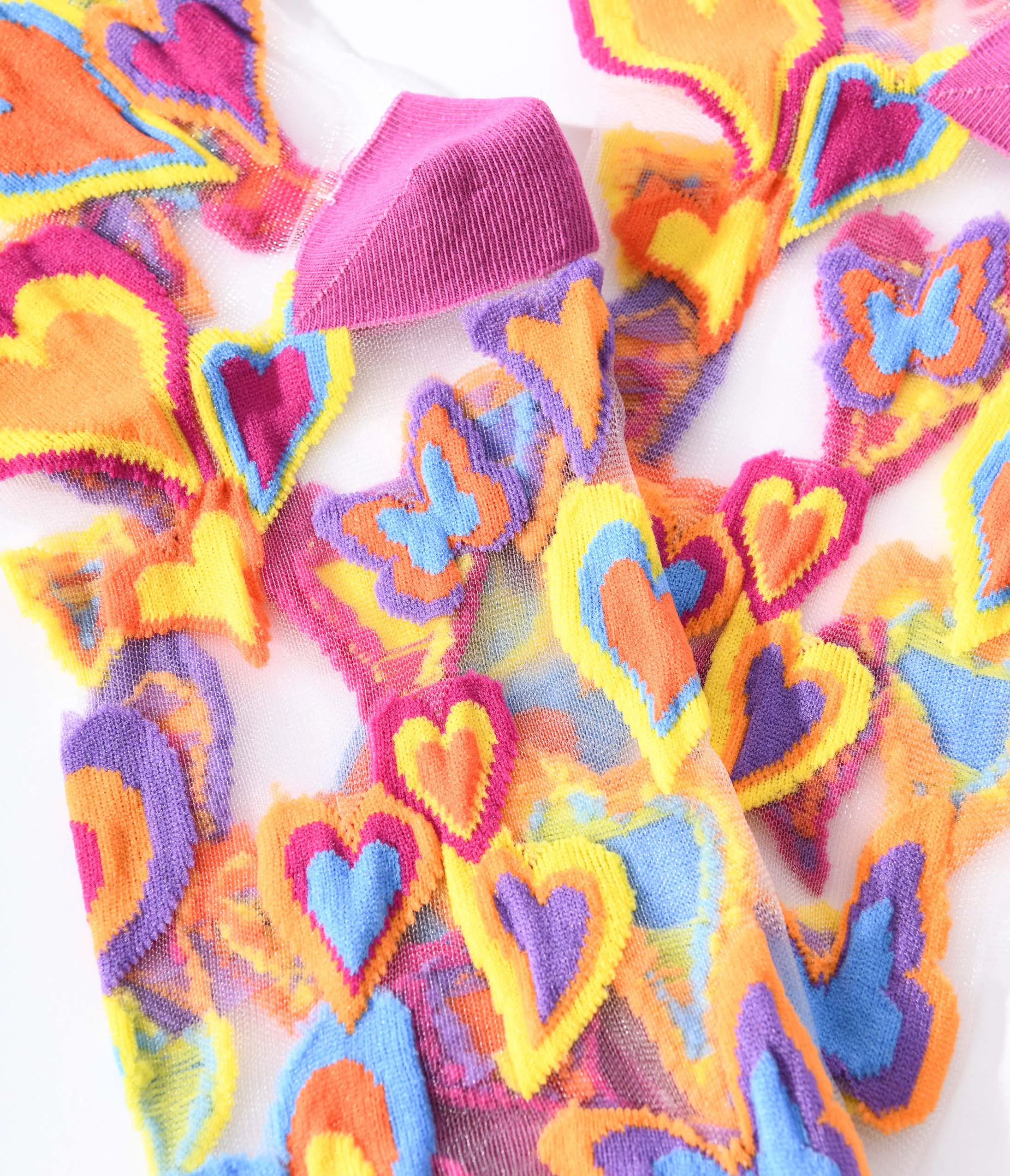 Multicolor Hearts Sheer Ruffle Crew Socks sold by Unique Vintage product image thumbnail 3