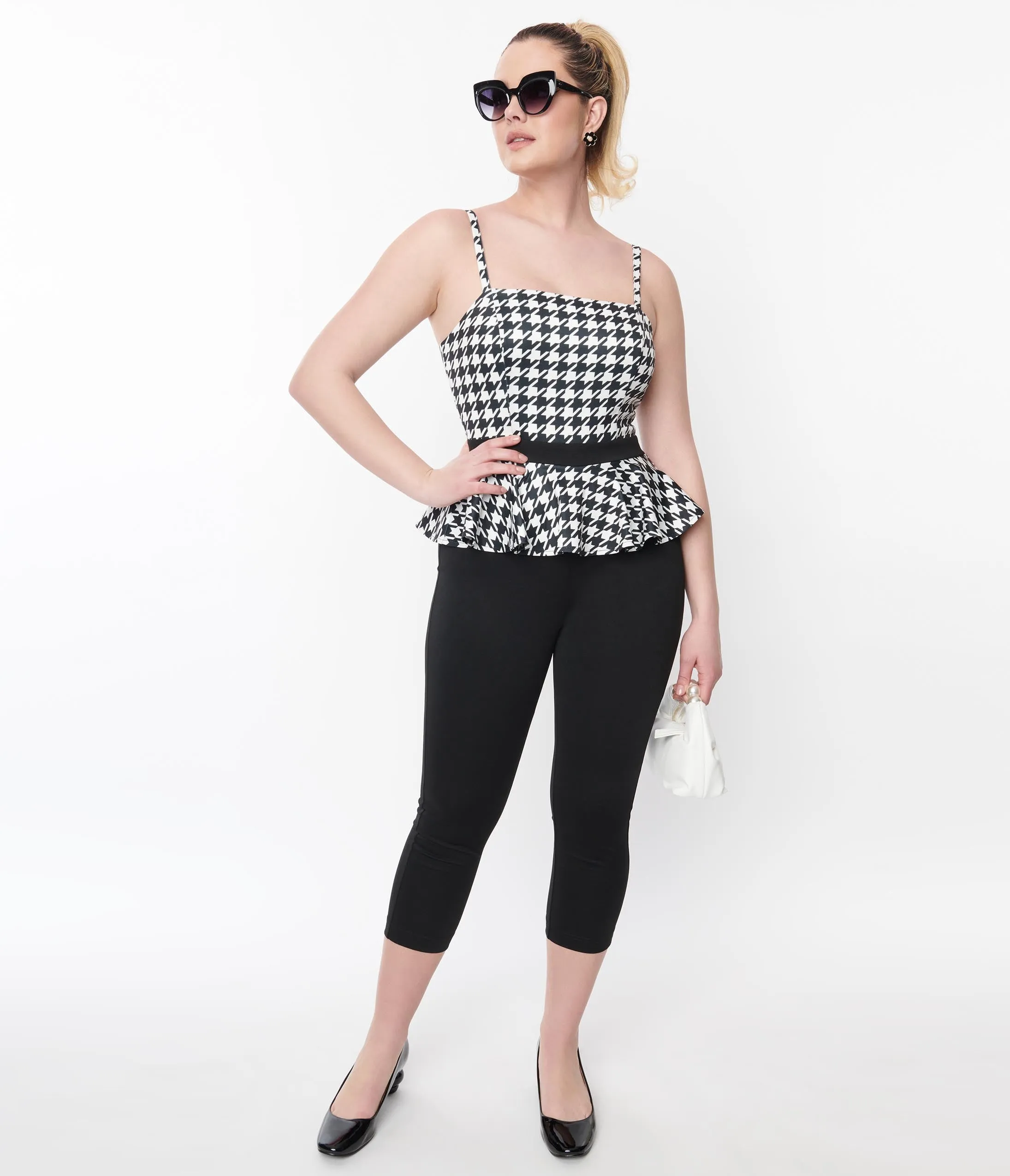 Unique Vintage Black & White Houndstooth Peplum Jumpsuit sold by Unique Vintage product image thumbnail 4