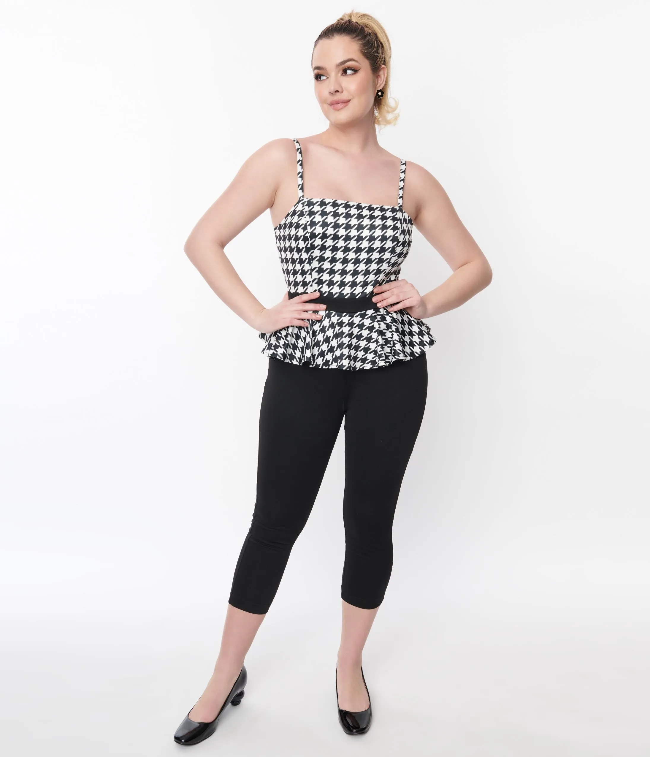 Unique Vintage Black & White Houndstooth Peplum Jumpsuit sold by Unique Vintage product image thumbnail 5