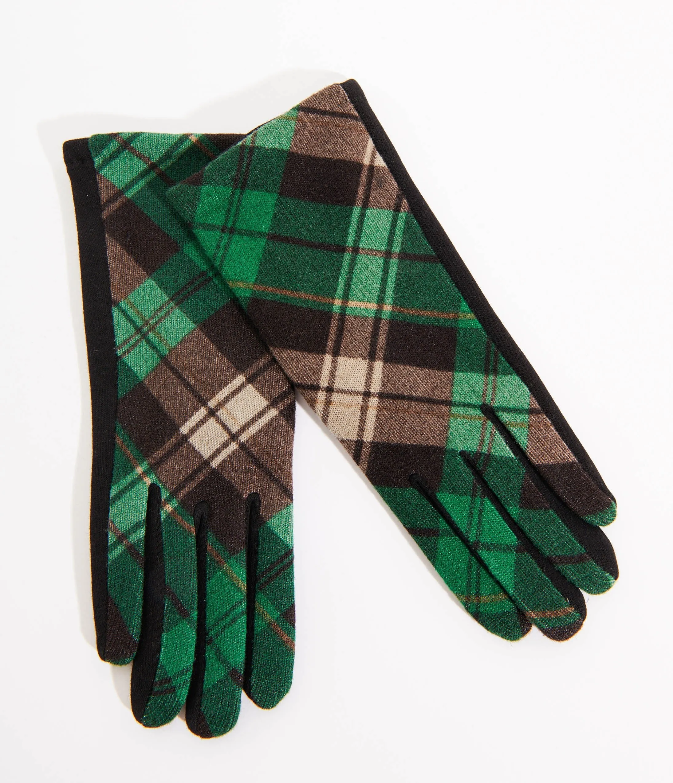 Green & Black Plaid Gloves sold by Unique Vintage