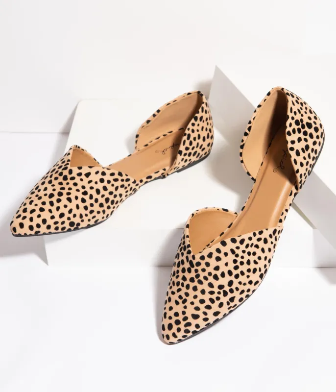 Vintage Style Cheetah Suede dOrsay Flats made by Unique Vintage