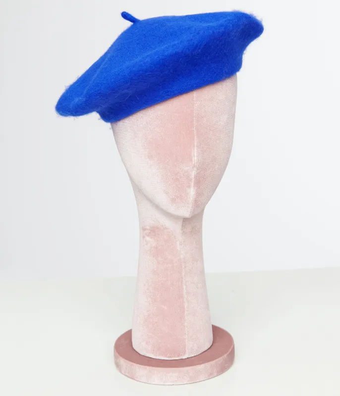 1960s Cobalt Blue Wool Beret sold by Unique Vintage