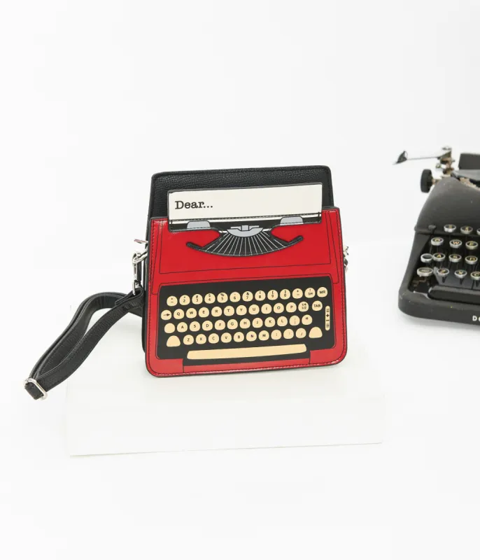 Red Typewriter Crossbody Bag made by Unique Vintage