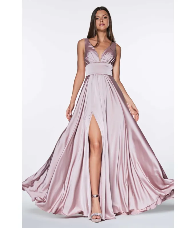 Cinderella Divine  Mauve Glamour Satin A-Line Bridesmaid Dress sold by Unique Vintage