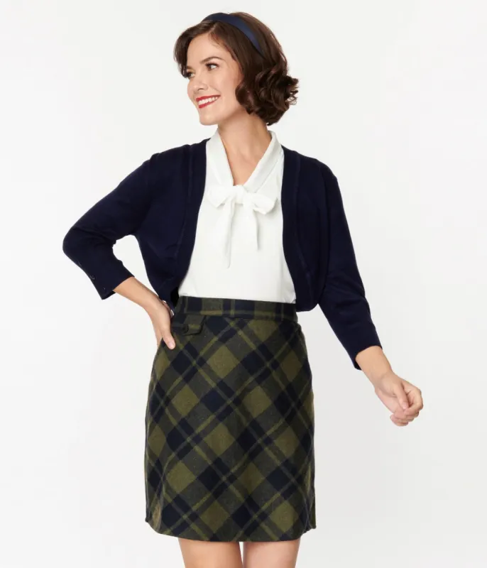 Navy Open Cropped Cardigan sold by Unique Vintage