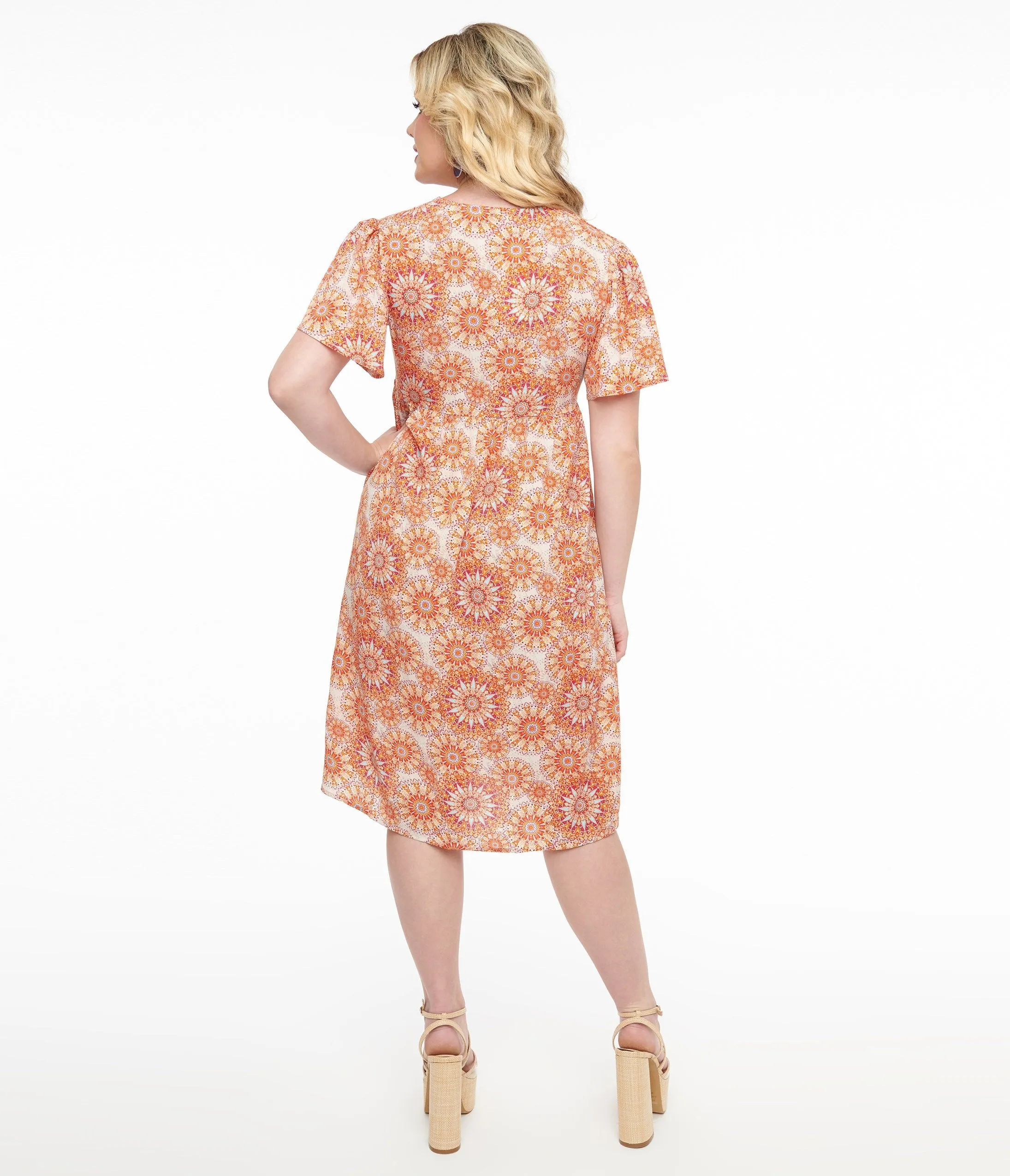 Red & Orange Psychedelic Floral Dress sold by Unique Vintage product image thumbnail 2