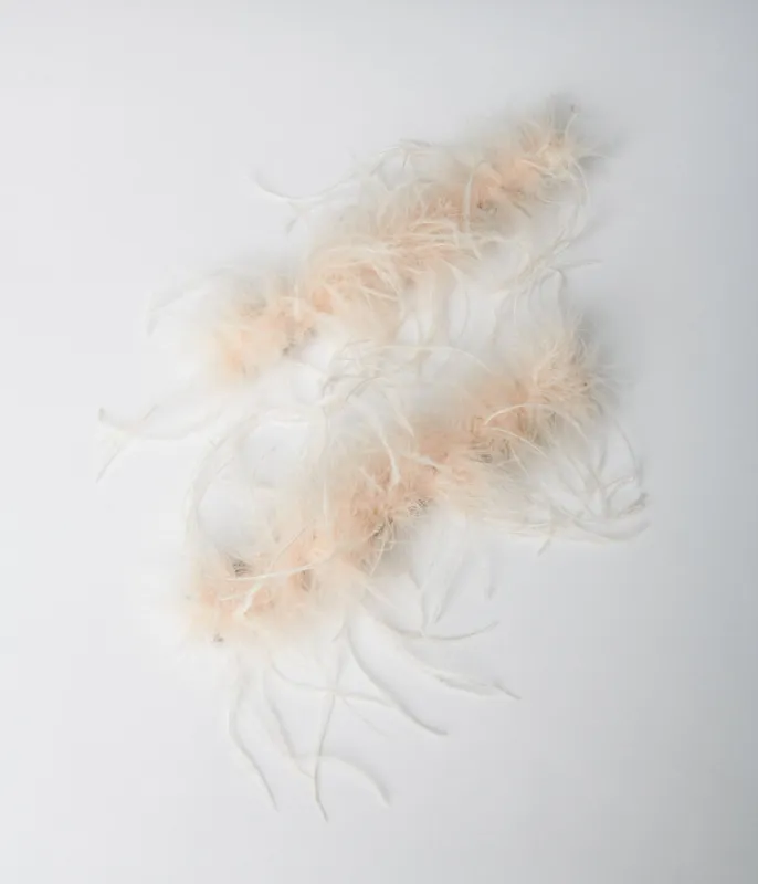 Beige Faux Ostrich Feather Cuffs sold by Unique Vintage