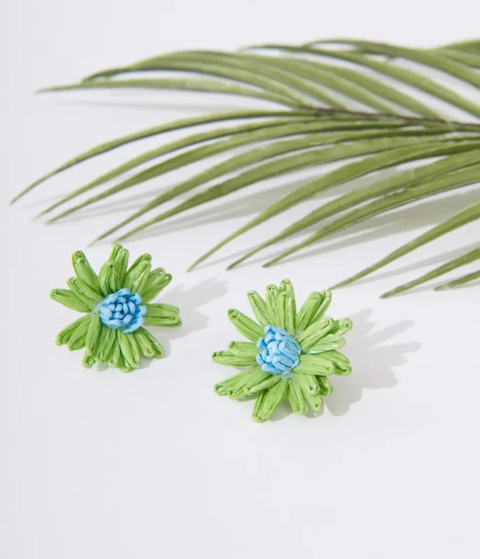 Green Flower Earrings sold by Unique Vintage