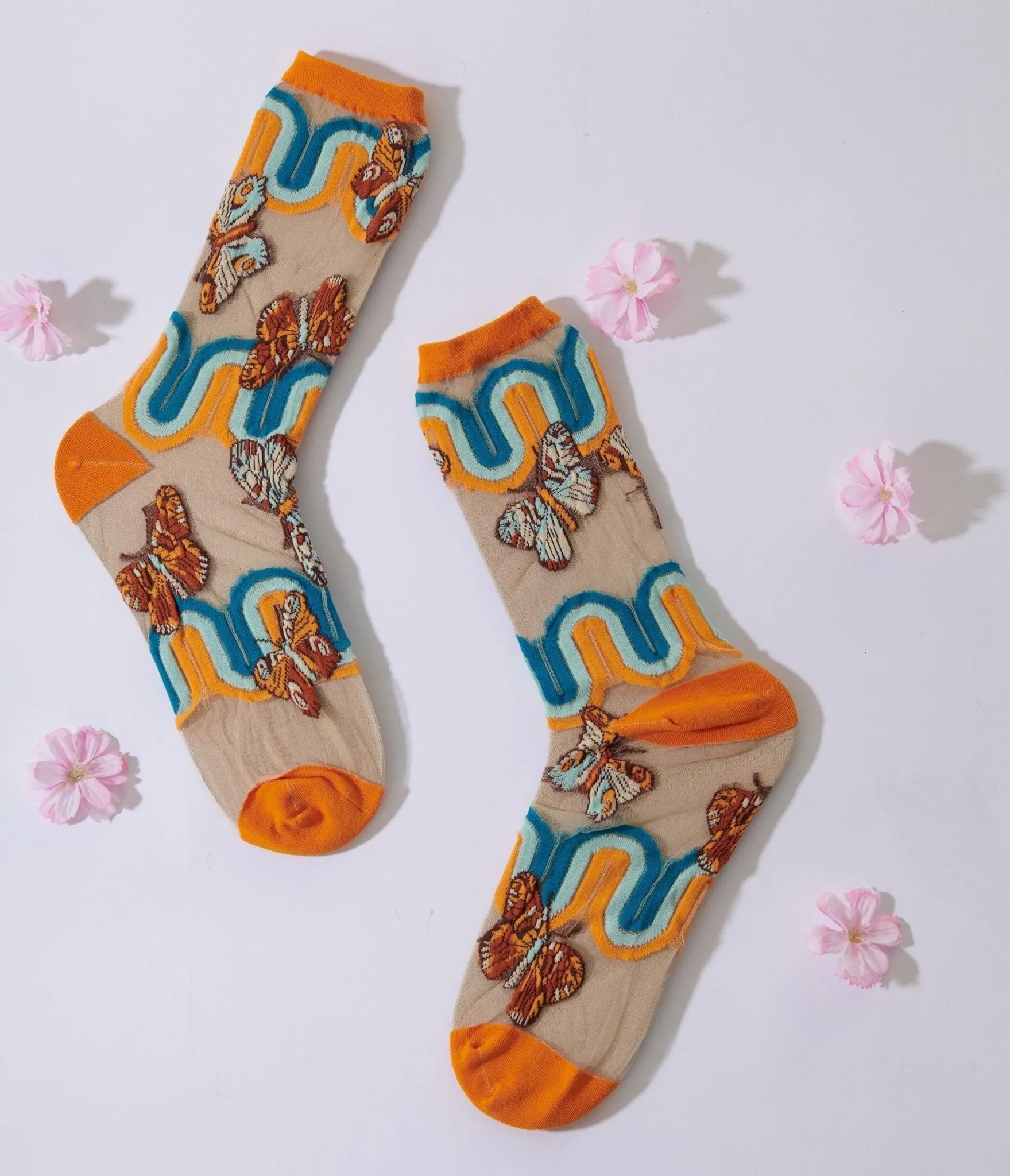 Rainbow Butterfly Sheer Crew Socks sold by Unique Vintage product image thumbnail 3