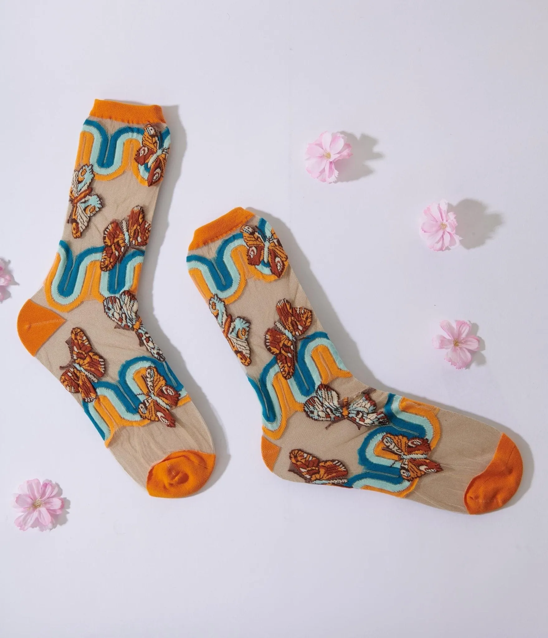 Rainbow Butterfly Sheer Crew Socks sold by Unique Vintage