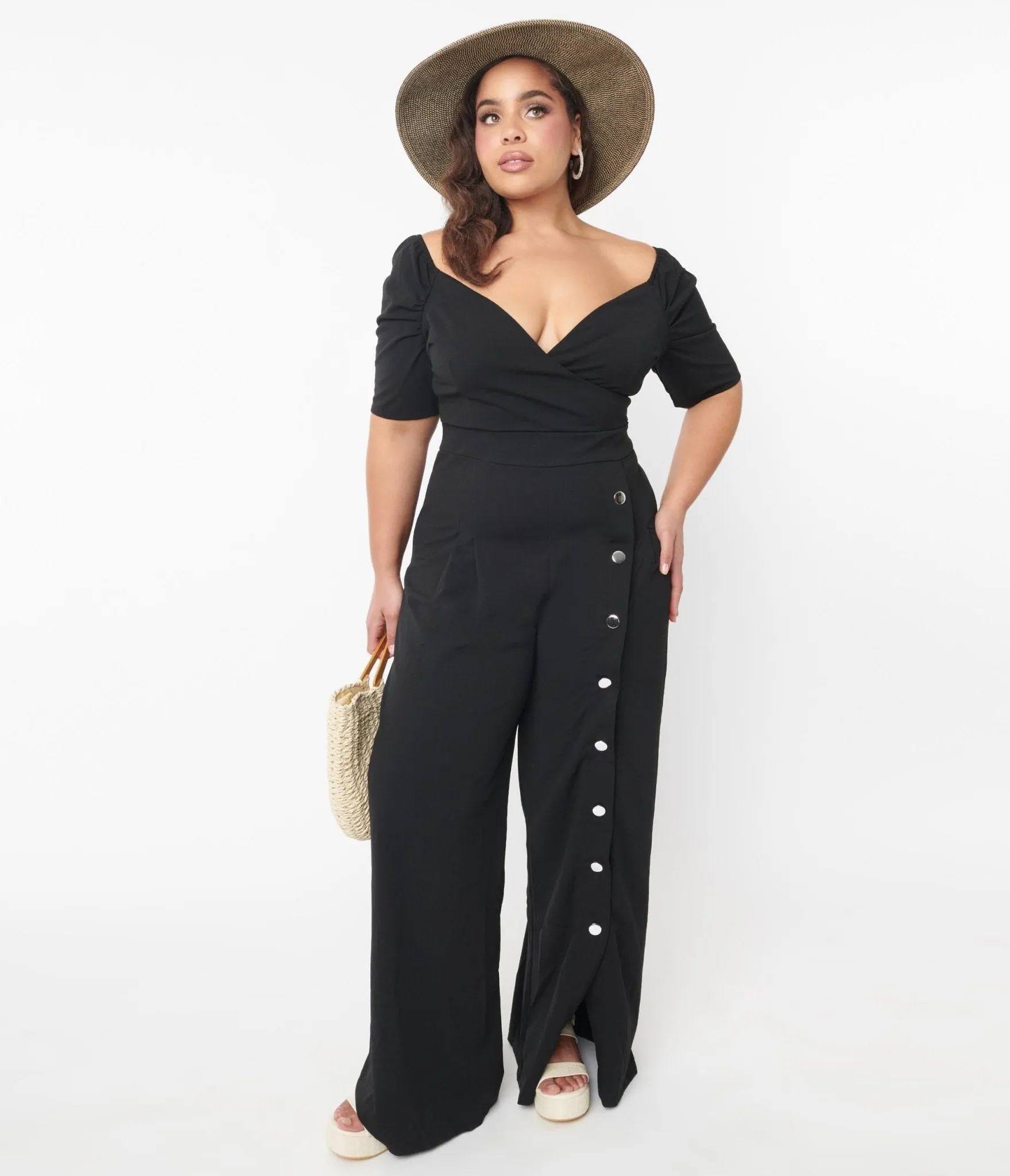 Plus Size Black Off The Shoulder Jumpsuit sold by Unique Vintage product image thumbnail 3