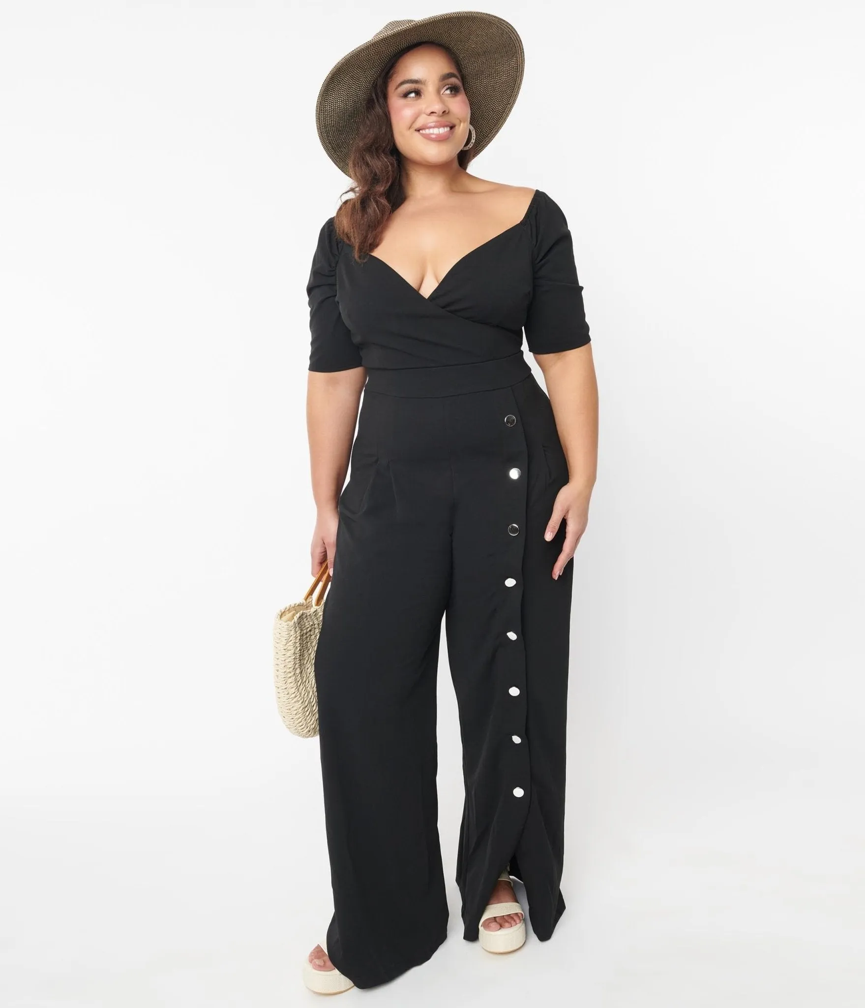 Plus Size Black Off The Shoulder Jumpsuit sold by Unique Vintage product image thumbnail 4