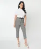 Unique Vintage Black & White Gingham Yoke Waist Capris sold by Unique Vintage