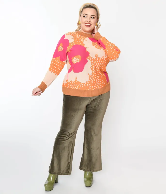 1970s Olive Green Corduroy Knit Pants sold by Unique Vintage