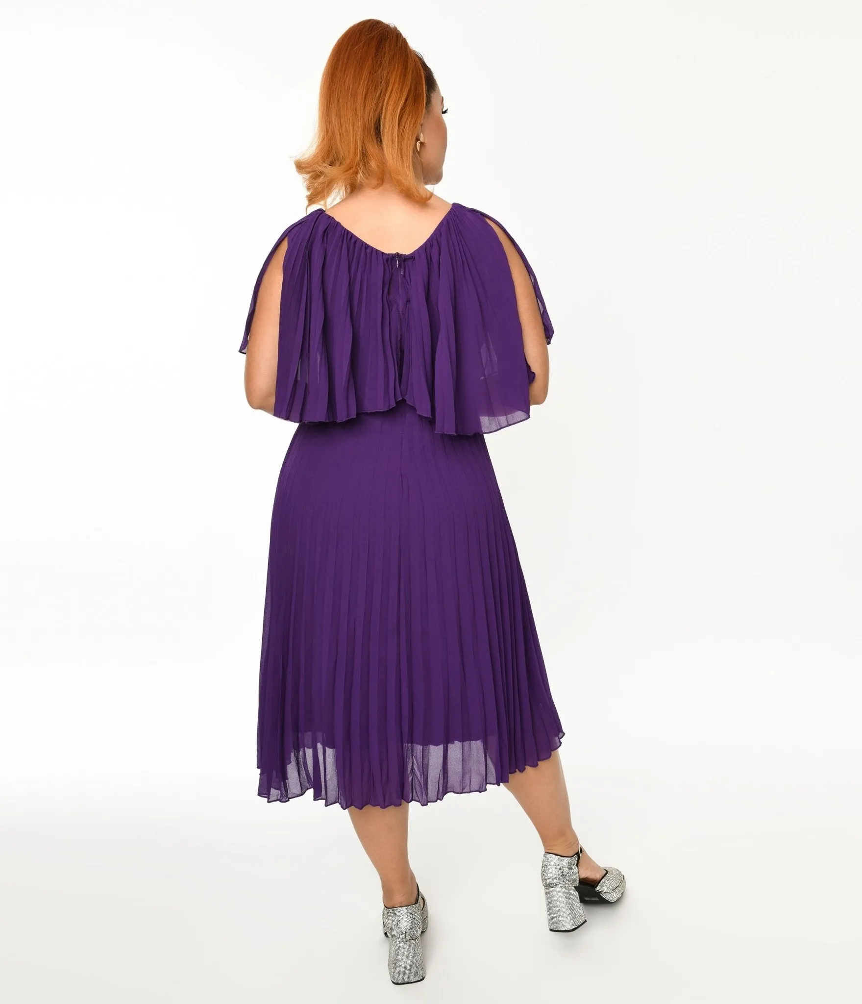 Plus Size Royal Purple Pleated Midi Dress sold by Unique Vintage product image thumbnail 3