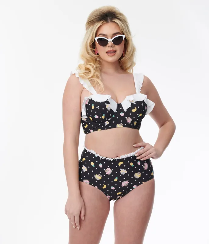 Pusheen x Unique Vintage Pool Time Southampton Swim Top made by Unique Vintage