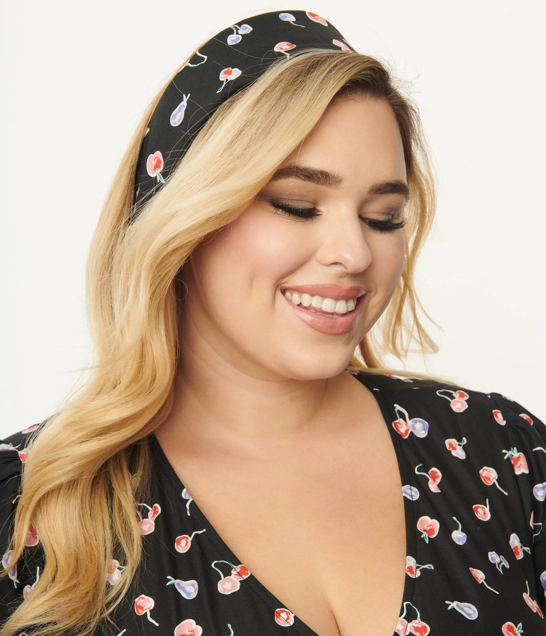 Unique Vintage Black & Multicolor Cherry Print Hair Scarf sold by Unique Vintage product image thumbnail 4