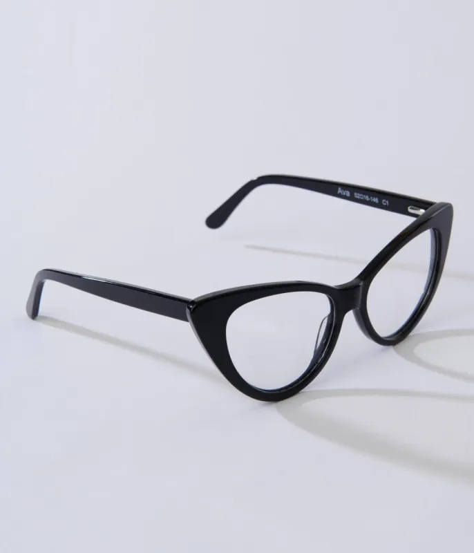 Black Rimmed Cat Eye Glasses sold by Unique Vintage