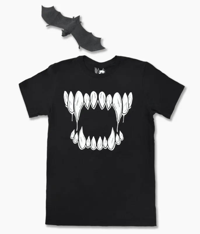 Black Viseral Horror Teeth Unisex Graphic Tee sold by Unique Vintage