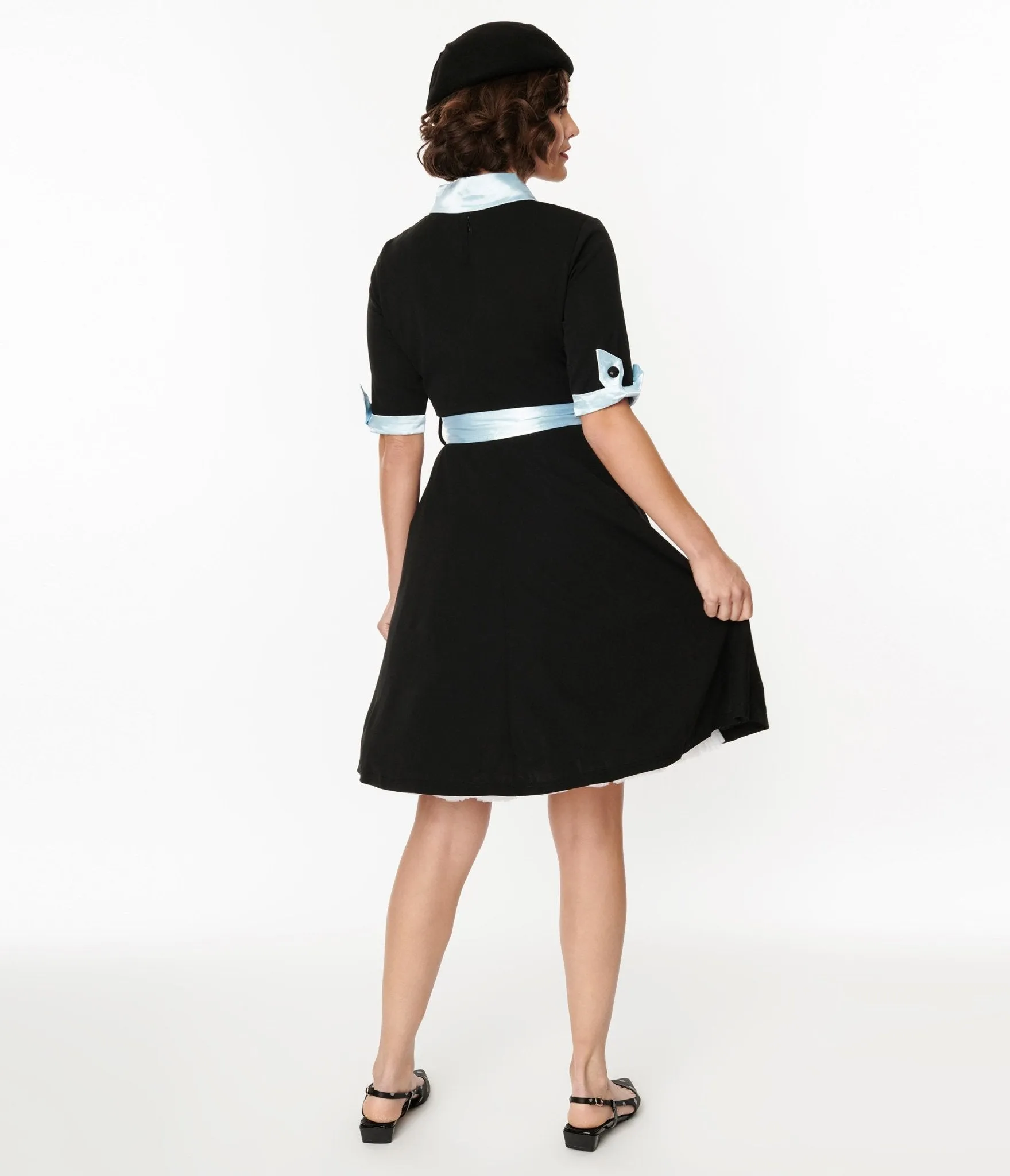 Black & Light Blue Flare Dress sold by Unique Vintage product image thumbnail 3