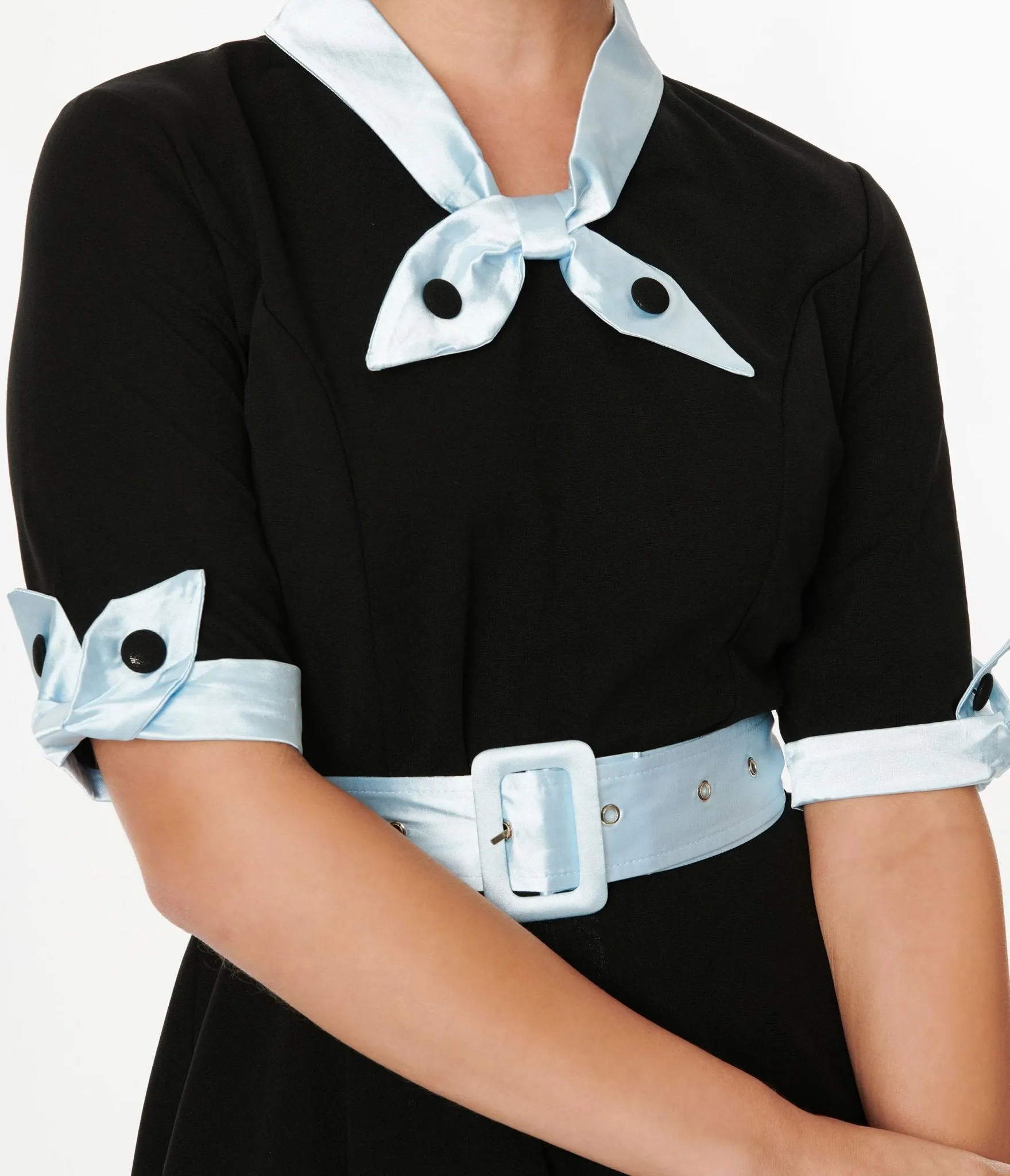 Black & Light Blue Flare Dress sold by Unique Vintage product image thumbnail 2