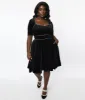 Unique Vintage Plus Size Black Floral Embossed Velvet Bolero Flare Dress sold by Unique Vintage