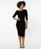 Unique Vintage Black Velvet Sleeved Mod Wiggle Dress sold by Unique Vintage