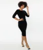Unique Vintage Black Velvet Sleeved Mod Wiggle Dress sold by Unique Vintage