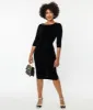 Unique Vintage Black Velvet Sleeved Mod Wiggle Dress sold by Unique Vintage